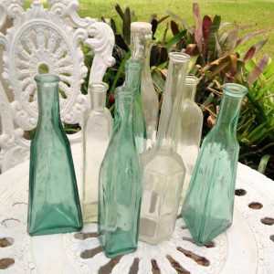 green glass bottles