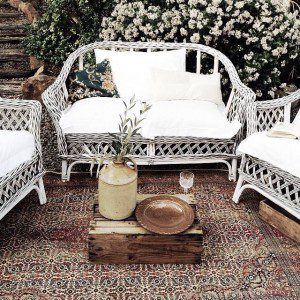 cane lounge hire rustic vintage